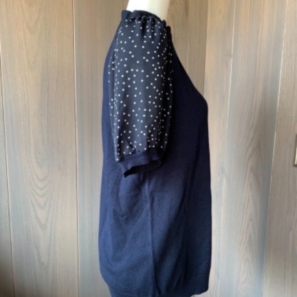 ADRIANNA PAPELL Navy Knit Puff Sleeve *NWT* - Picture 2 of 8